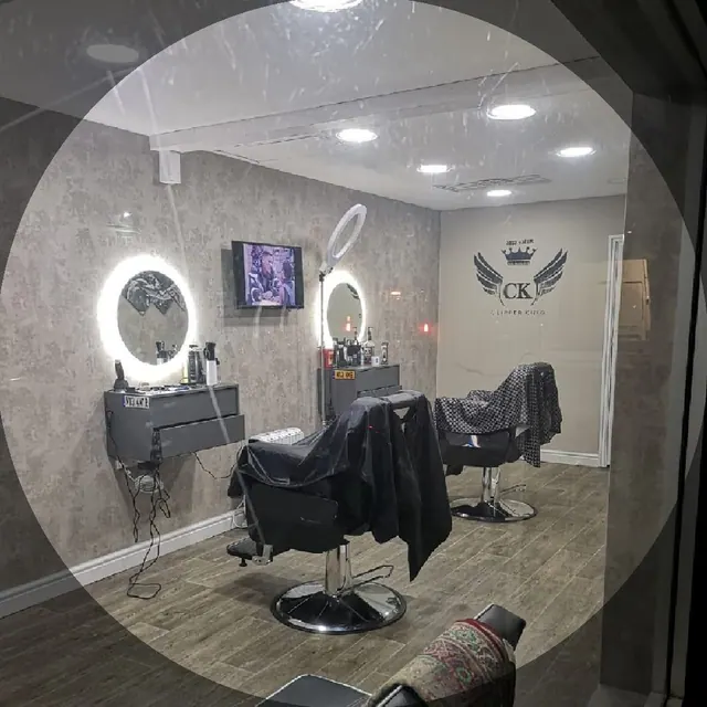 Inside Clipperking: the chair, ring light and CK sign